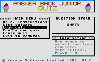 Screenshot of Answer Back Junior Quiz
