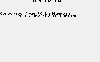 Large screenshot of IPCO Baseball