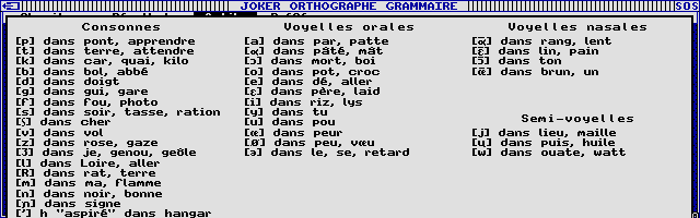 Large screenshot of Joker Micro - Orthographe Grammaire 6e