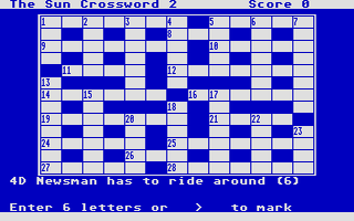 Large screenshot of Sun Computer Crosswords, The - Volume 1
