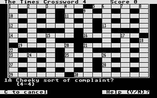 Large screenshot of Times Crossword Program, The Vol 1