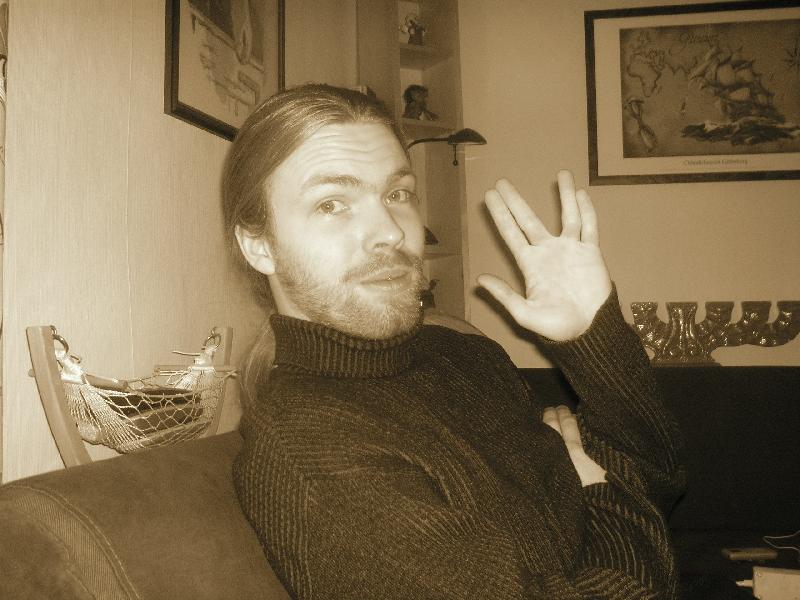 Andreas doing the Vulcan salute