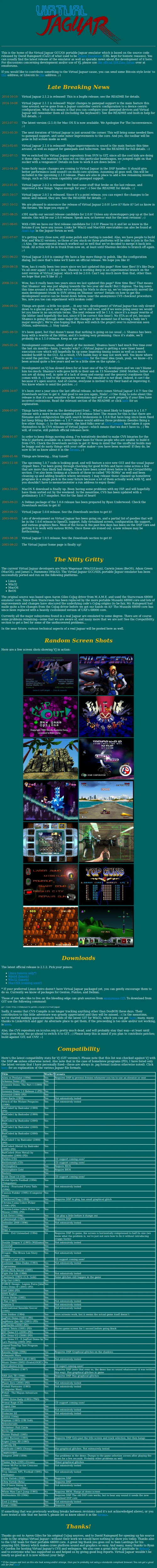 Screenshot of link Virtual Jaguar
