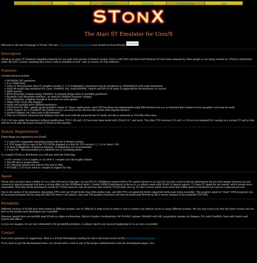 Screenshot of link STonX