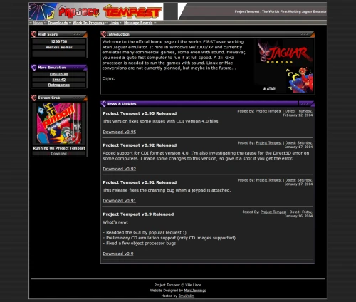 Screenshot of the link Project Tempest