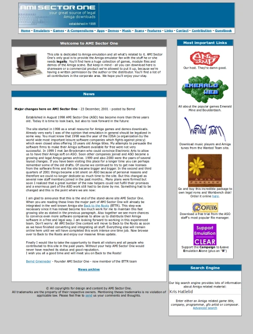 Screenshot of link AMI Sector One