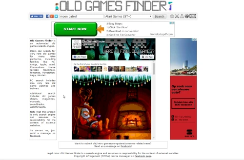 Screenshot of the link Old games finder