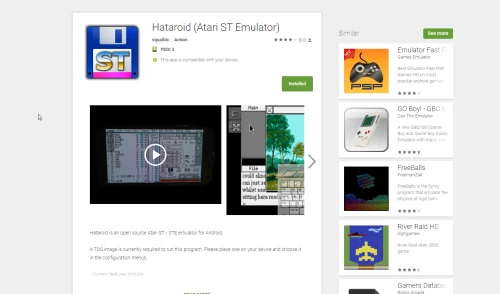 Screenshot of the link Hataroid