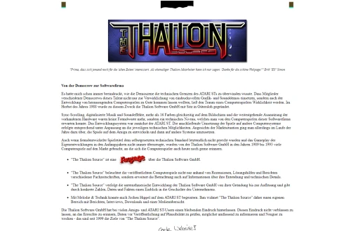 Screenshot of link The Thalion Source