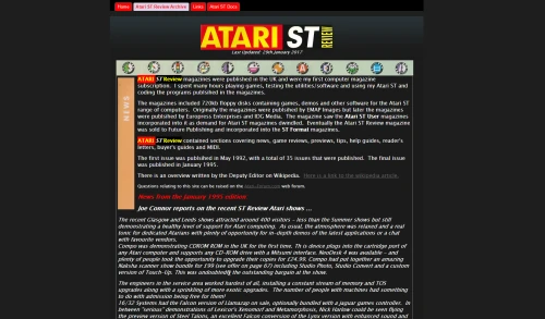 Screenshot of the link Atari ST Review magazine archive