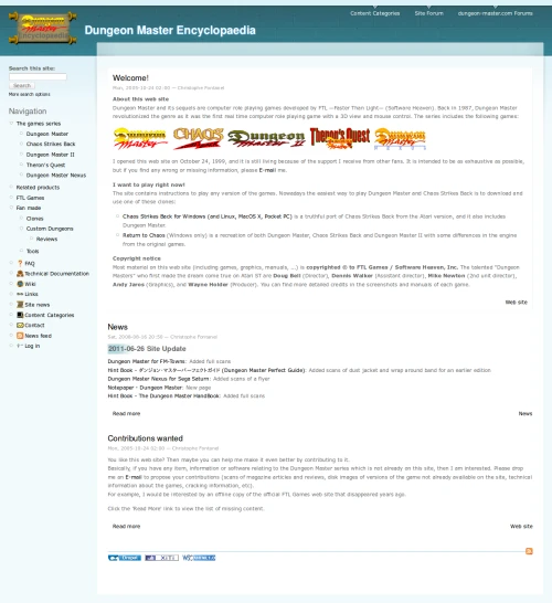 Screenshot of the link Dungeon Master & Chaos Strikes Back Encyclopaedia