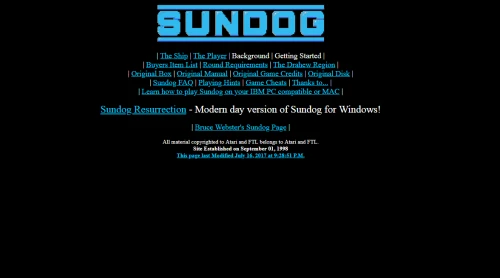 Screenshot of link The Sundog Information Site