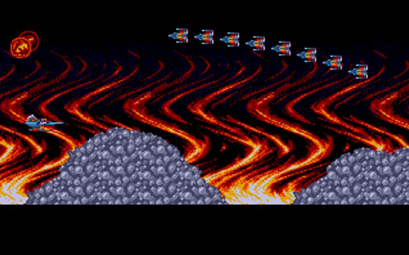  A screenshot of the shooter (inspired by Thunderforce III) on the Atari ST. The game sadly never got released. This eventually started the whole Starball adventure. 