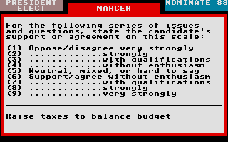 Screenshot of President Elect - 1988 Edition