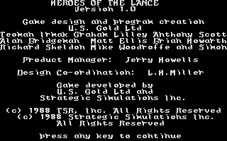Large screenshot of Heroes of the Lance