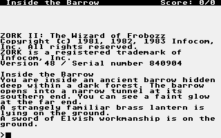 Large screenshot of Zork II - The Wizard of Frobozz
