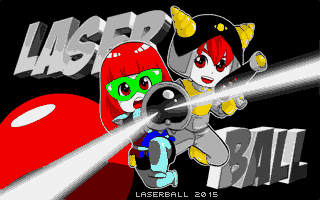 The title screen of the new version of Laserball. What a big difference! 