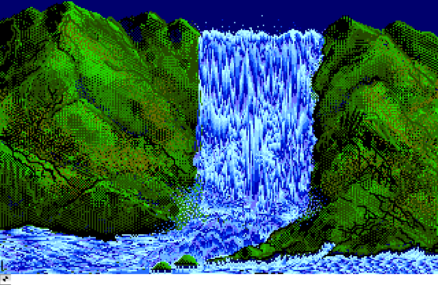 One of the most famous screens when the ST was introduced must be this animated waterfall created in Neochrome, programmed by the legendary Dave Staugus. 