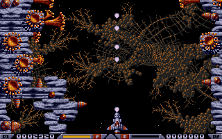 The idea of adding a big gun to Droid came from the megablast in the Bitmap Brothers classic Xenon 2.