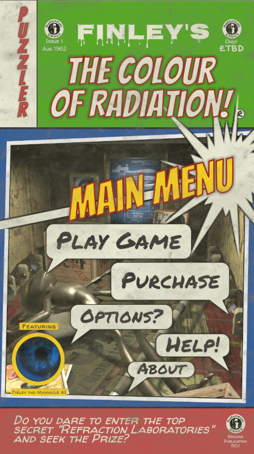The main menu of the Finley TCOR game comes straight out of a 50's comic book. So cool!