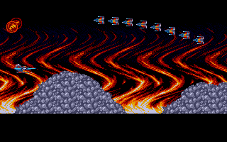 A screenshot of the shooter (inspired by Thunderforce III) on the Atari ST. The game sadly never got released.