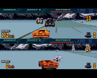 Lamborghini also got a release on the Amiga. The ST was to slow to handle the split screen without code optimization, and there just wasn't enough time and interest to do it at Titus.