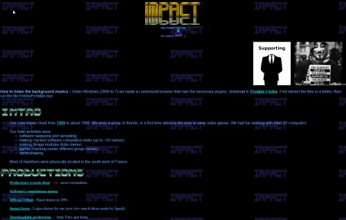 Screenshot of website Impact
