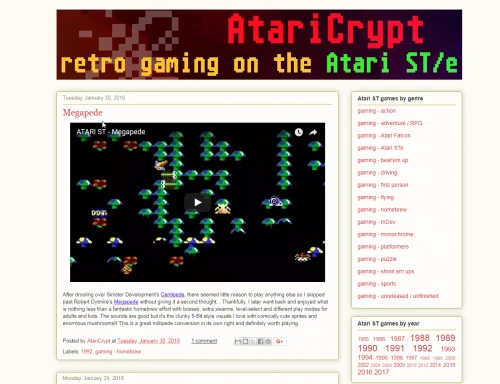 Screenshot of website AtariCrypt