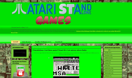 Screenshot of website Atari ST and alone games