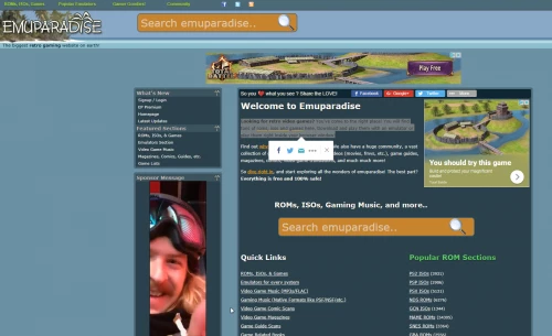 Screenshot of website Emuparadize