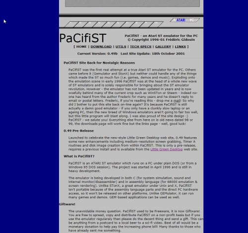 Screenshot of website PaCifiST