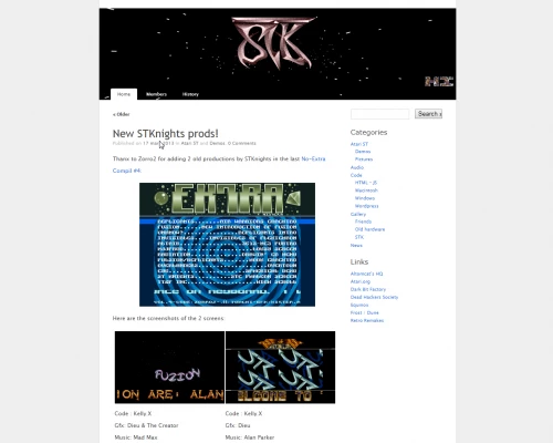 Screenshot of website ST Knights