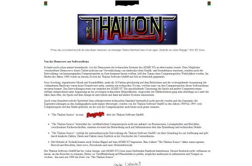 Screenshot of website The Thalion Source