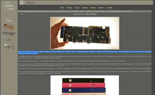 Screenshot of website Atari Coldfire project