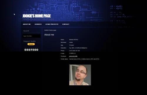 Screenshot of website Jookie's Homepage