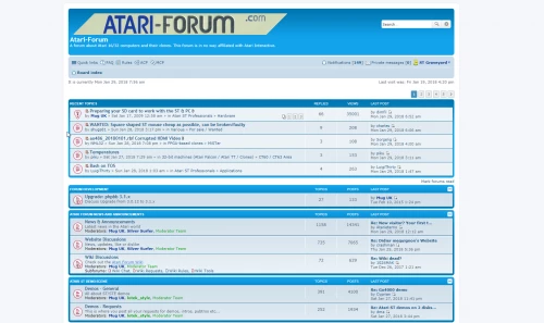 Screenshot of website Atari Forum