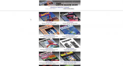 Screenshot of website Classic Computer Magazine Archive