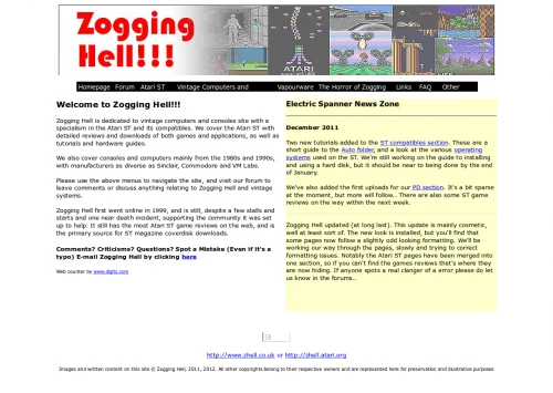 Screenshot of website Zogging Hell