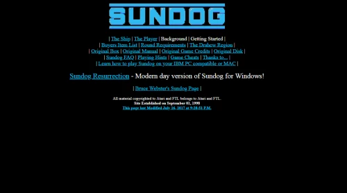 Screenshot of website The Sundog Information Site