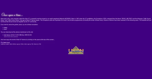 Screenshot of website Atari ST Demo History