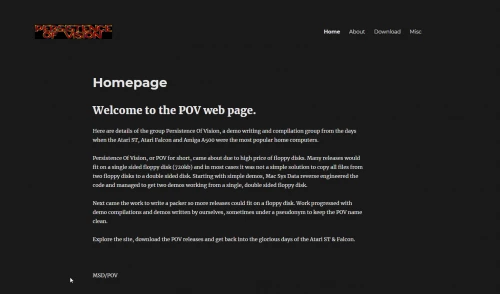 Screenshot of website Persistence Of Vision
