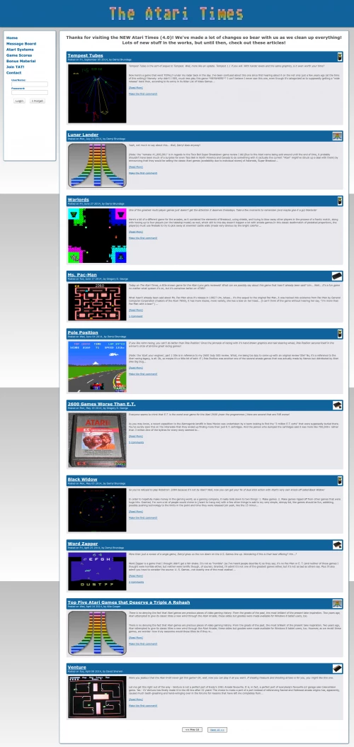 Screenshot of the website The Atari Times