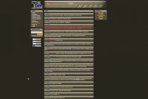 Screenshot of website Vjetnam 8-bit Atari games archive