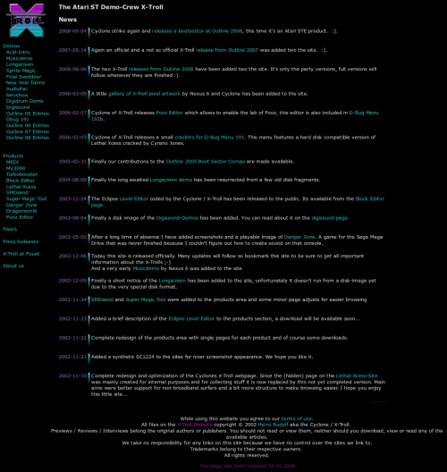 Screenshot of website X-Troll