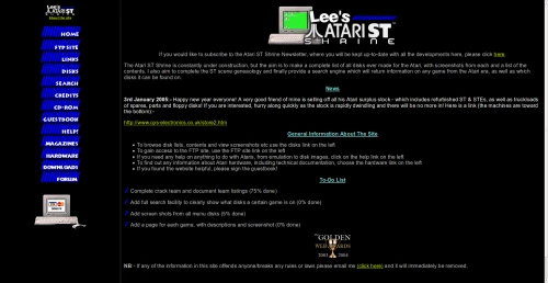 Screenshot of website Atari Shrine