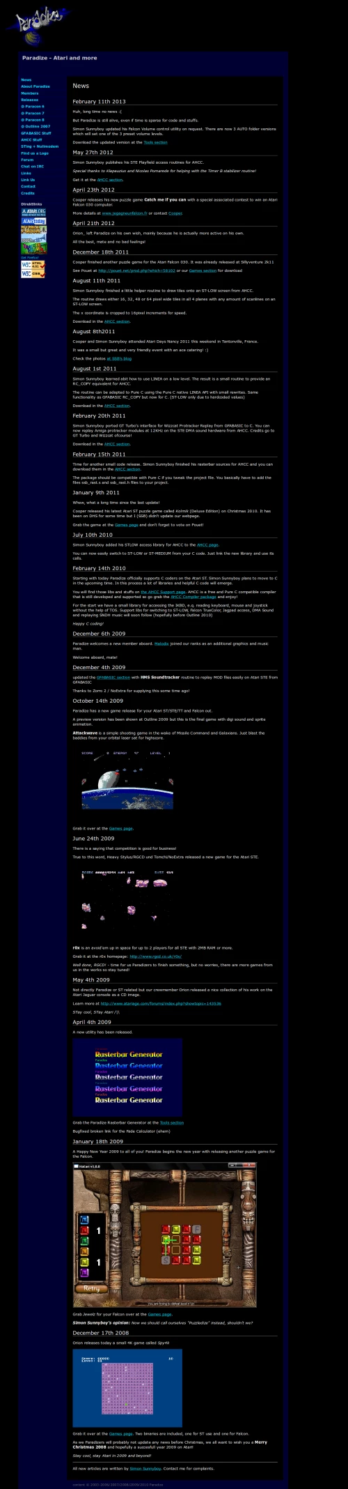 Screenshot of the website Paradize