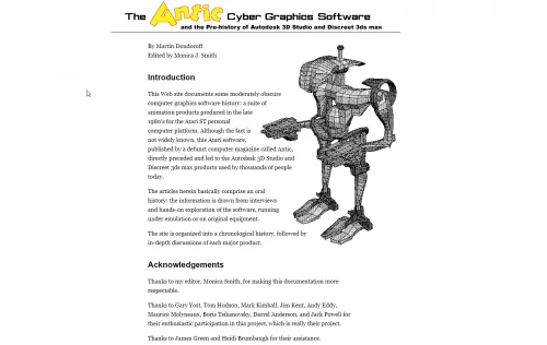 Screenshot of website The Antic Cyber Graphics Software