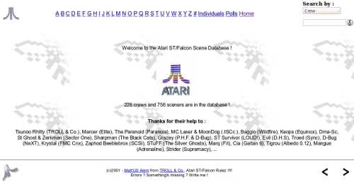 Screenshot of website Atari ST Scene Genealogy
