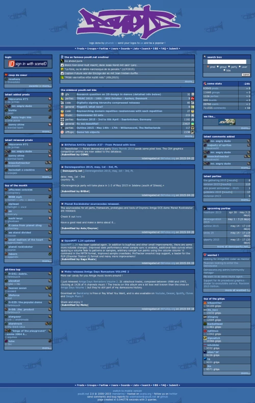 Screenshot of the website Pouet
